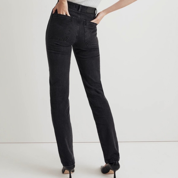 NWT Madewell 90s Straight Cargo Jean Black Utility Pockets High Rise (Size 25) - Picture 3 of 10